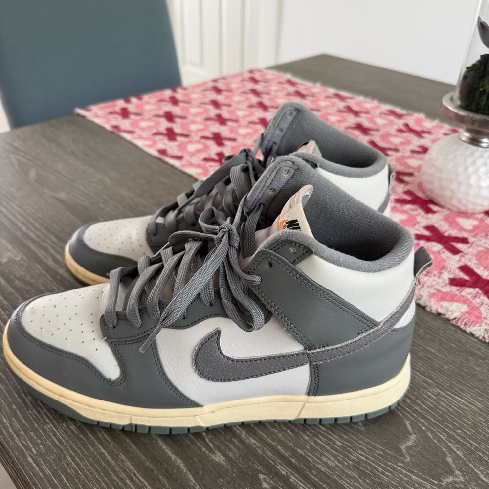 Gray and White High-Top Sneakers